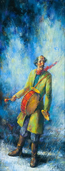 Drummer 2021y canvas, oil 100x45cm