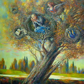 Poets nest 2021y canvas, oil 90x90cm