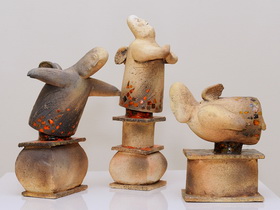 Angels 2012. Chamotte, glaze. Height 38, 30, 24 cm