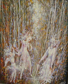 Walks on autumn wood. 2002y. Canvas, oil. 5543 cm.