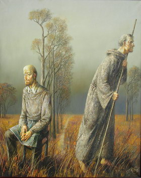 Artist and pilgrim. 2006y Canvas, oil. 10080 cm.