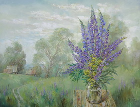 Lupine flowering. 2012. Canvas,oil. 70x90 cm.