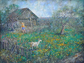 Time of blossoming dandelions 2009. Canvas, oil. 6080 cm