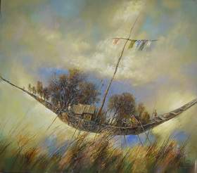 The Boat Of My Childhood 2009 . Canvas, oil. 81x91 cm.