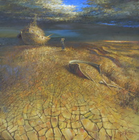 Presentiment Of Flood 2009 . Canvas, oil. 50x50 cm.