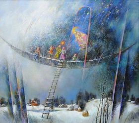 Christmas Boat 2013. Canvas, oil. 98110 cm