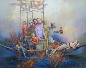 ﻿Boat of Artists 2014. Canvas, oil. 80100 cm