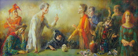 Dispute about an egg 2013. Canvas, oil. 50120 cm