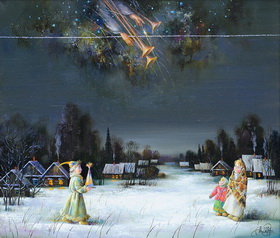 Christmas song 2014. Canvas, oil. 6070 cm