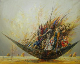 Sail on yellow river. 2007y. Canvas, oil. 80100 cm.